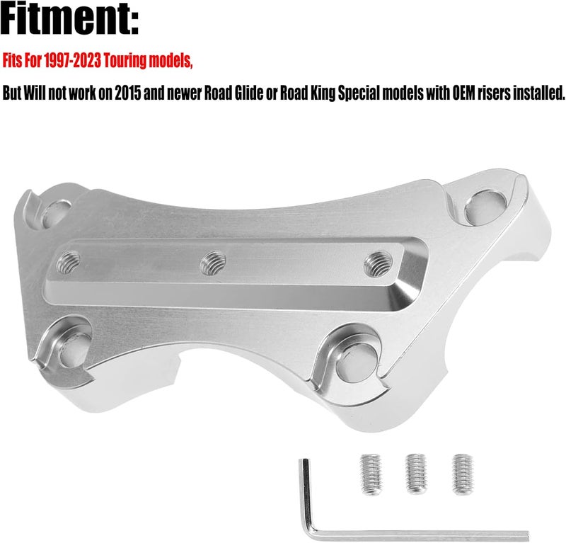VPZMT Anti-Slip 1'' Top Clamp Handlebar Risers for Harley/Electra Glide/Road Glide/Street Glide/Road King/Touring 1997-2025 Models, Chrome - Image 5